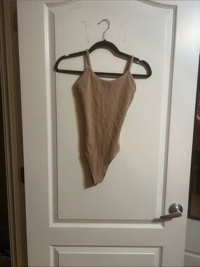 American Eagle Outfitters Ribbed Tan Bodysuit